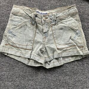 Deb Jeans Shorts Womens Size 3 Light Wash Denim Low Rise Mini Contrast Stitching